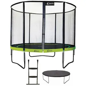 Comparateur de prix : Kangui Trampoline de jardin rond 305 cm + filet de sécurité + échelle ...