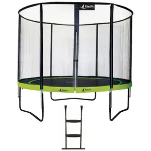 Comparateur de prix : Kangui Trampoline de jardin rond 305 cm + filet de sécurité + échelle PUNCHI Vert 300