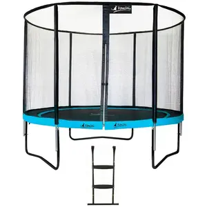 Comparateur de prix : Kangui Trampoline de jardin rond 305 cm + filet de sécurité + échelle PUNCHI Bleu 300