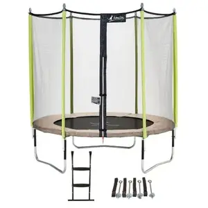 Comparateur de prix : Kangui Trampoline de jardin 244 cm + filet de sécurité + échelle + kit...