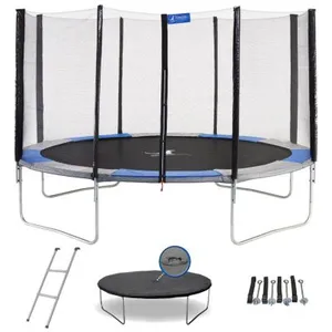 Comparateur de prix : Kangui - Trampoline rond Ø430cm avec filet, échelle, bâche de protecti...