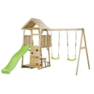 Comparateur de prix : Aire de jeux portique en bois WOODI - KANGUI - Double balançoire, tobo...