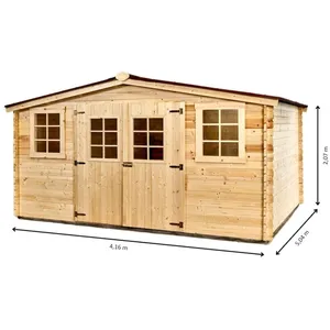 Comparateur de prix : Habrita - abri madriers massifs 18.27 m² bois naturel - ba4050.02n TU