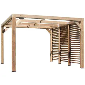 Comparateur de prix : Pergola thermauvent en bois avec vantelles mobiles sur mur - Habrita