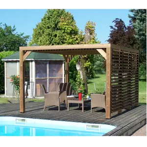 Comparateur de prix : HABRITA Pergola Thermauvent En Bois Avec Vantelles Mobiles Sur Toit Et Mur