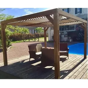 Comparateur de prix : HABRITA Pergola Thermauvent En Bois Avec Vantelles Mobiles Sur Toit