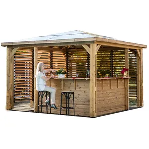 Comparateur de prix : HABRITA Pool house Blueterm en bois massif - Dimensions 3,79 x 3,79 m