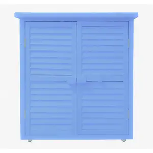 Armoire de rangement lasurée - HABRITA - BOX0905 - 3 étages - Bleu pas cher