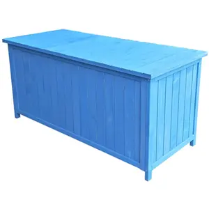 Comparateur de prix : HABRITA Coffre de Rangement 0,42 m³   Bois Lasuré Bleu   Couvercle avec Équerres