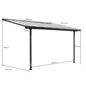 Comparateur de prix : HABRITA Toit-terrasse aluminium 9,21 m² - 300 x 307 cm - Gris anthracite