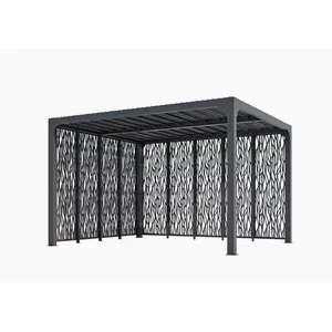 Comparateur de prix : HABRITA Pergola bioclimatique Autoportée - Aluminium - 5 panneaux moucharabieh (3m)  