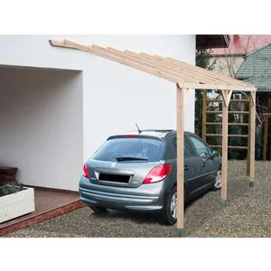 Comparateur de prix : HABRITA Carport mural pergola adossable en pin autoclavé - 15m² - Marron