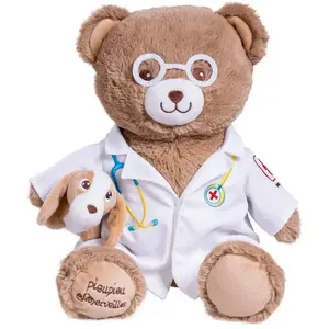 Pioupiou et Merveilles Peluche Ours Vétérinaire - Docteur Gaston - 40 cm pas cher