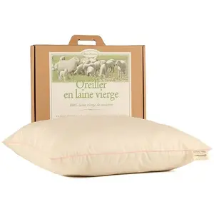 Comparateur de prix : Oreiller ferme en laine vierge biologique, MILLE OREILLERS 50 x 70 cm