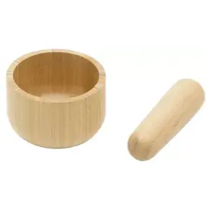 Comparateur de prix : Pebbly NBA094 Set Pilon et Mortier, Bambou, Naturel, 14 x 14 x 11 cm