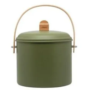 Seau à compost en acier et anse en bambou 7 L Pebbly pas cher