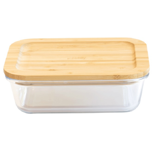 Non communiqué Boîte alimentaire rectangulaire en verre et bambou 1,5L transparent