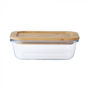 Pebbly Boîte alimentaire rectangulaire en verre et bambou 640ml transparentVendu paramazon