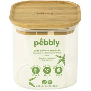 Comparateur de prix : Boîte alimentaire verre et bambou 800ml - Pebbly - Transparent - Verre