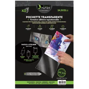 Esprit Papier Pochette transparente Polypropylène 50 µ 24,5 x 31 cm 12 pcs pas cher