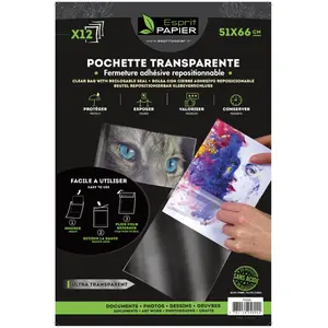 Esprit Papier Pochette transparente Polypropylène 50 µ 51 x 66 cm 12 pcs pas cher