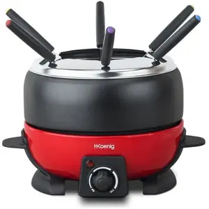 Comparateur de prix : H.Koenig ALP1800 Fondue, capacité 2 l, 800 W, 2 litres, acier, rouge