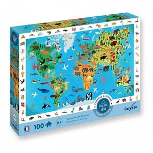 SentoSphère Sentosphere - Puzzle 100p Planisphere des animaux - Cherche et trouve pas cher