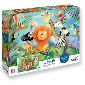 SentoSphère Puzzle Éducatif 2 x 24 Pièces Animaux Sauvages pour Enfants - Neuf pas cher