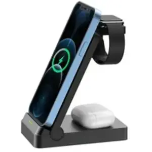 Comparateur de prix : URBAN FACTORY Chargeur 3 en 1 Noir avec fonction stand