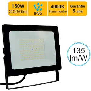 Comparateur de prix : Projecteur led pro haute puissance 150W 20250lm 135lm/W 4000K IP65 - c...