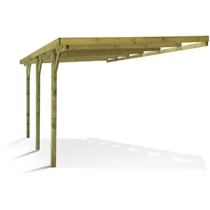 Comparateur de prix : FOREST STYLE Carport adossé toit plat - Bois traité autoclave - 15,8 m² - HENRI  