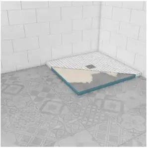 Aurlane Receveur de douche extra-plat à carreler 90 x 90 cm, bonde centrale, Galedo Showerplate pas cher