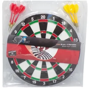 Comparateur de prix : Cible de fléchettes - Marque - 30 cm - Intérieur - Mixte - 4 fléchette...
