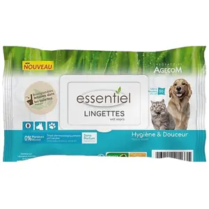 Essentiel - Lingettes sans Parfum 0% Paraben pour Chien et Chat - x40Vendu parzooplus