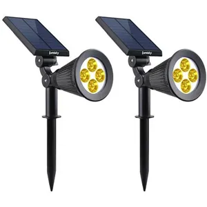 Comparateur de prix : LUMI JARDIN Lot de 2 spots solaires projecteurs 2x SPIKY WARM Noir Plastique 100LM