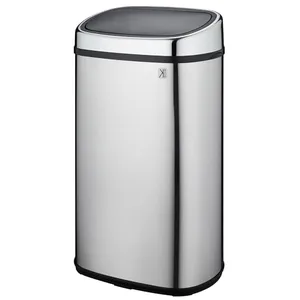 Kitchen Move Poubelle de cuisine push CITY Argent Acier inoxydable 60 L