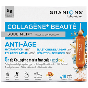 Comparateur de prix : Granions Collagène Beauté Sublimlift 10 Ampoules de 15ml Saveur Pêche