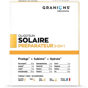 Comparateur de prix : GRANIONS Granion Oligo'Sun - Préparateur Solaire 3-en-1 - Format 1 mois