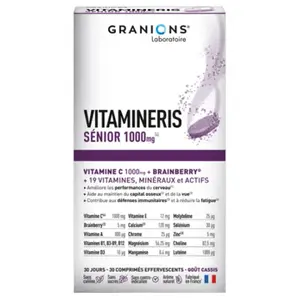 Comparateur de prix : Granions Vitamineris Sénior 1000mg + Vitamine C, Choline - 30 comprimés