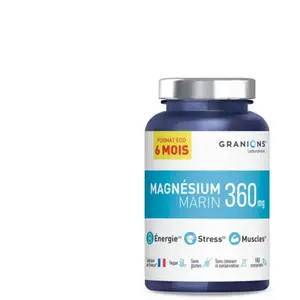 Comparateur de prix : Granions Magnésium Marin 360 mg - Format Eco - 6 Mois - 180 comprimés