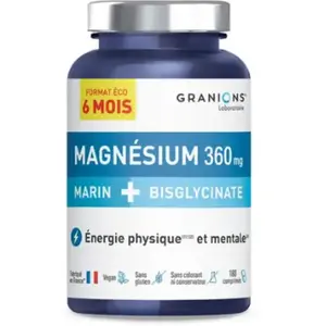 Comparateur de prix : Granions Double Magnésium 360 mg - Format Eco - 6 Mois - 180 comprimés