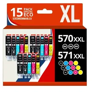 Comparateur de prix : 123Consommables Pack 15 cartouches compatibles CANON PGI-570XL/CLI-571XL