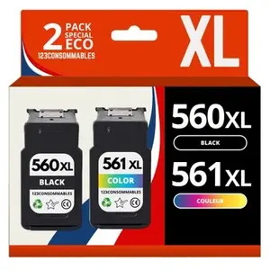 Comparateur de prix : 123CONSOMMABLES - 560XL 561XL - 2 Cartouches Compatibles avec Canon PG-560 CL-56