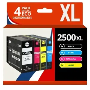 Comparateur de prix : 123CONSOMMABLES - PGI-2500XL - Pack 4 Cartouche encre Compatible pour Canon PGL-