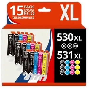 Comparateur de prix : 123CONSOMMABLES - PGI530 - CLI531 - Cartouche d'encre Compatible avec Canon PGI-