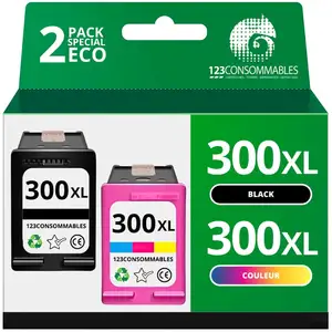 Comparateur de prix : 123CONSOMMABLES - Pack Compatible 2 Cartouches HP 300 XL Noir et Couleur