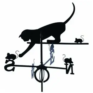 Outils Et Nature - Girouette chat et souris en fer forgé grand modèle