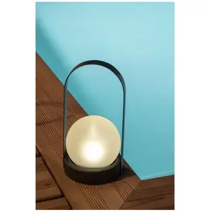 Galix - Lampe lanterne solaire métal boule verre fuméVendu paramazon