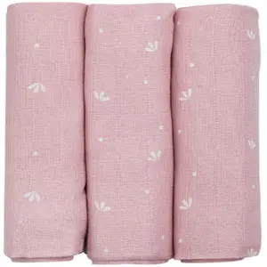 Comparateur de prix : Trois Kilos Sept Lot de 3 langes en mousseline Pétales de Roses (70 x 70 cm)