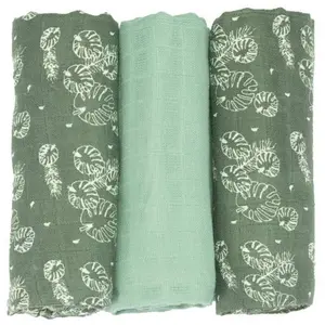Comparateur de prix : Lot de 3 langes en mousseline de coton Feuille (70 x 70 cm)